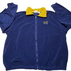 Vintage Michigan Wolverines Fleece Jacket Mens Large College Blue Full Zip Logo